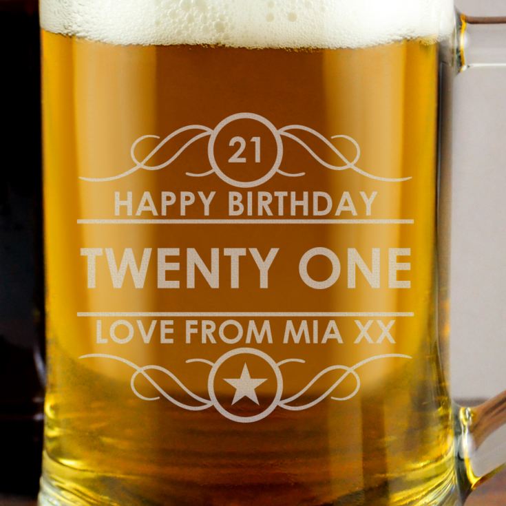 Personalised 21st Birthday Glass Tankard product image