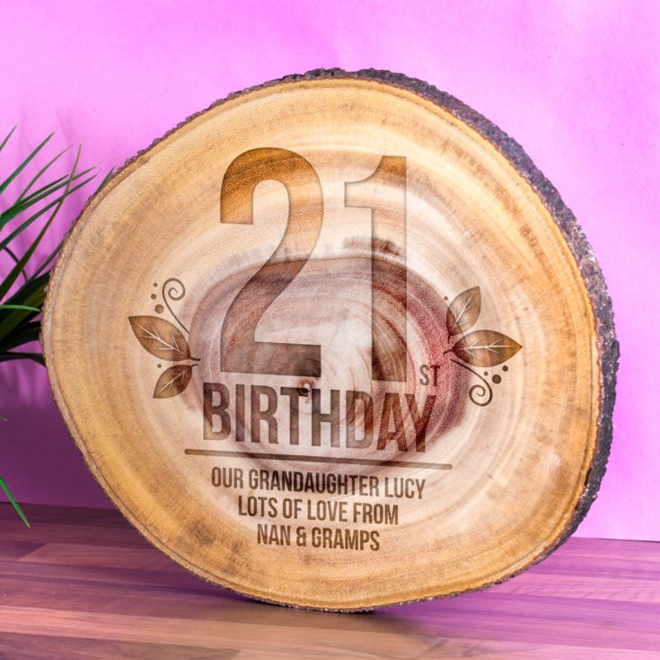 Personalised 21st Birthday Tree Slice product image
