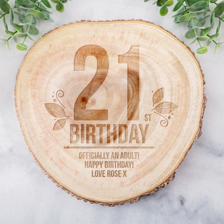 Personalised 21st Birthday Tree Slice product image