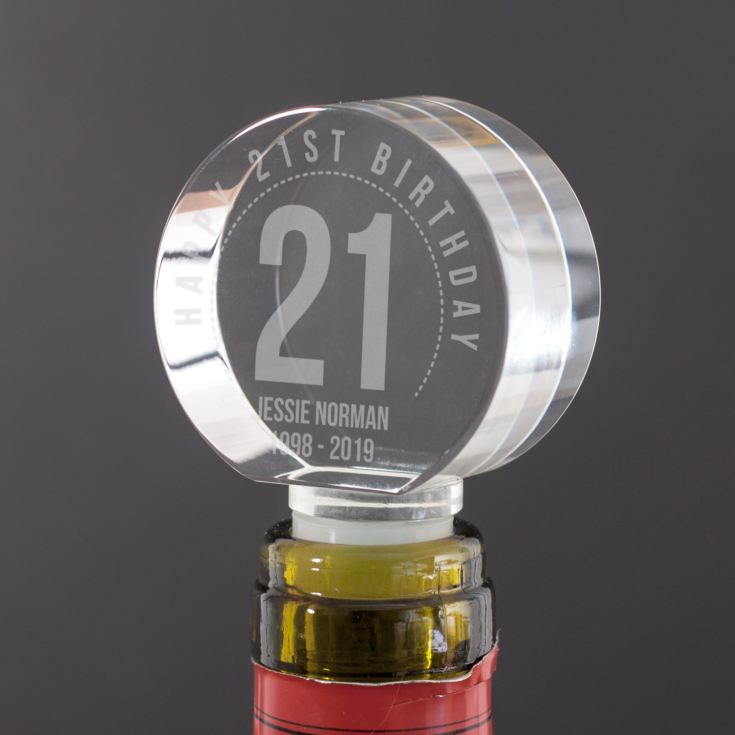 Personalised 21st Birthday Optical Crystal Bottle Stopper product image