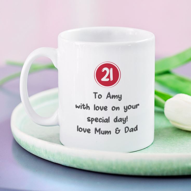 Personalised 21st Birthday Mug Red product image