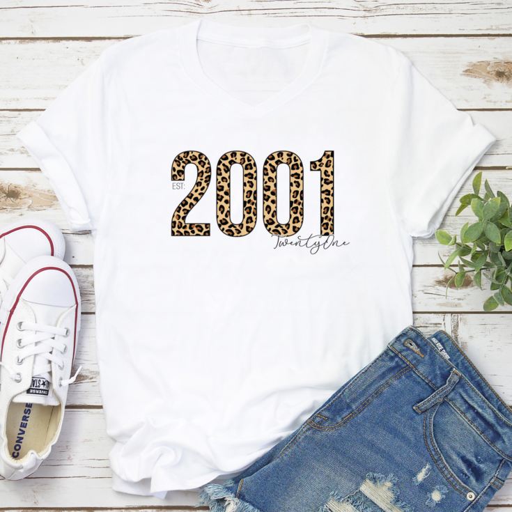 Personalised 21st Birthday Leopard Print T-shirt product image