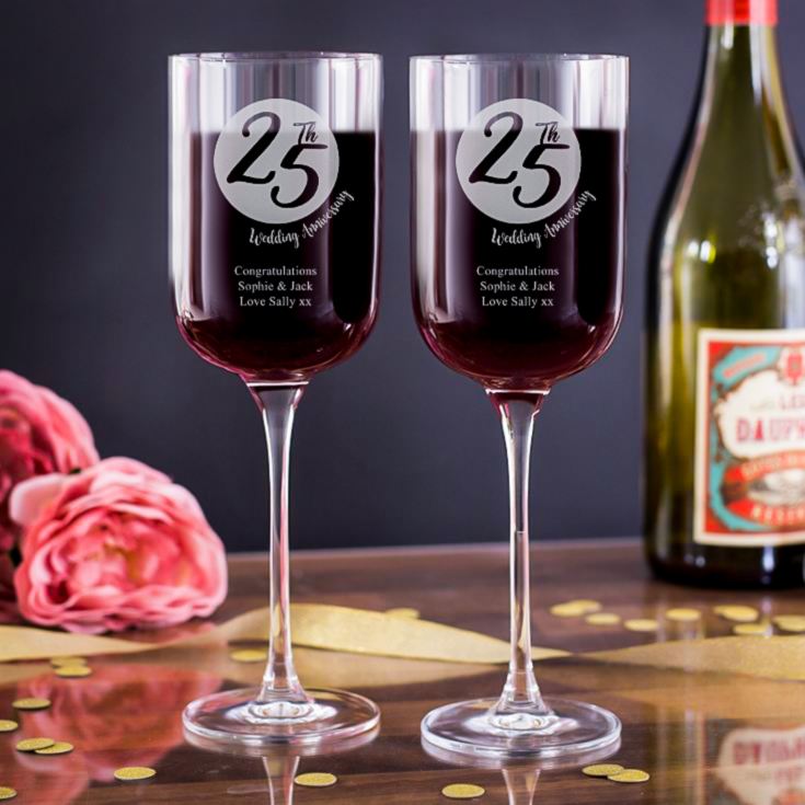Personalised 25th Anniversary Fusion Wine Glasses product image