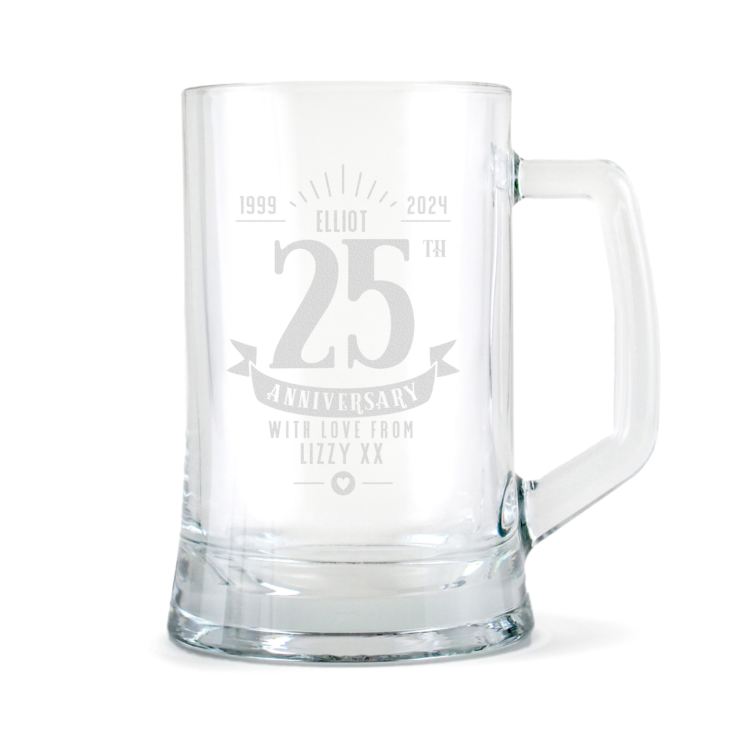 Personalised 25th Anniversary Glass Tankard product image