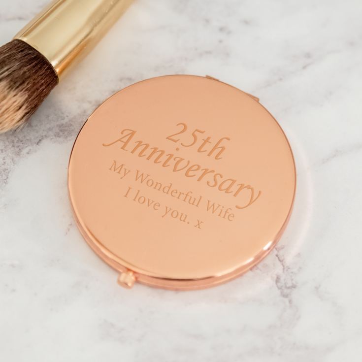 Personalised 25th Anniversary Rose Gold Compact Mirror product image