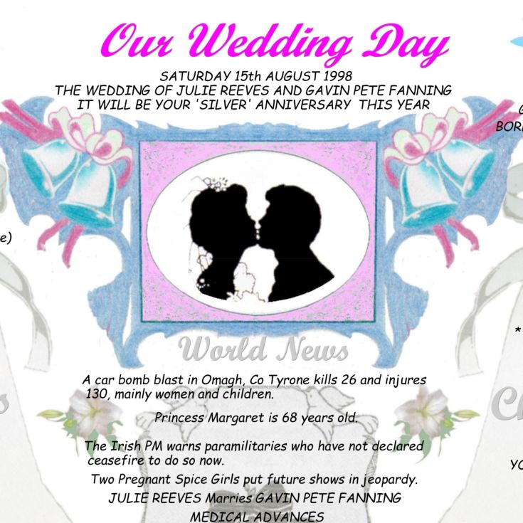 25th Anniversary (Silver) Wedding Day Chart Framed Print product image