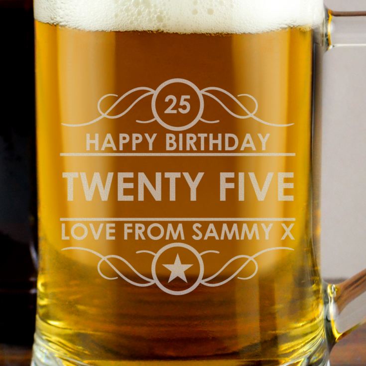Personalised 25th Birthday Glass Tankard product image