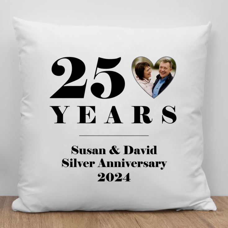 Personalised 25th Wedding Anniversary Photo Cushion product image