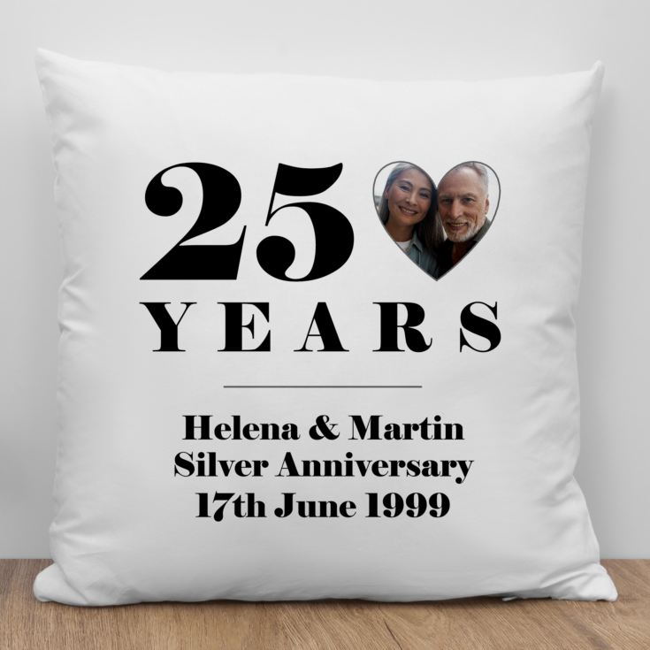 Personalised 25th Wedding Anniversary Photo Cushion product image