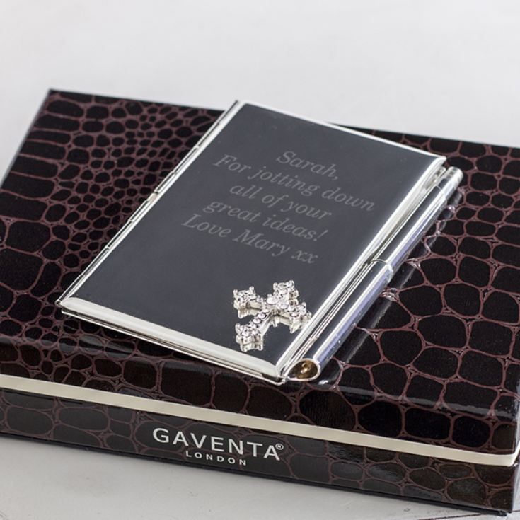 Personalised Notebook And Pen Set With Crystal Cross The Gift Experience