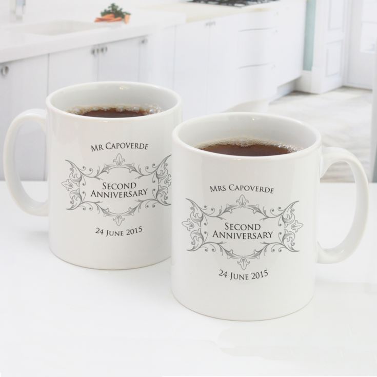 Pair of Personalised Second Anniversary Mugs product image