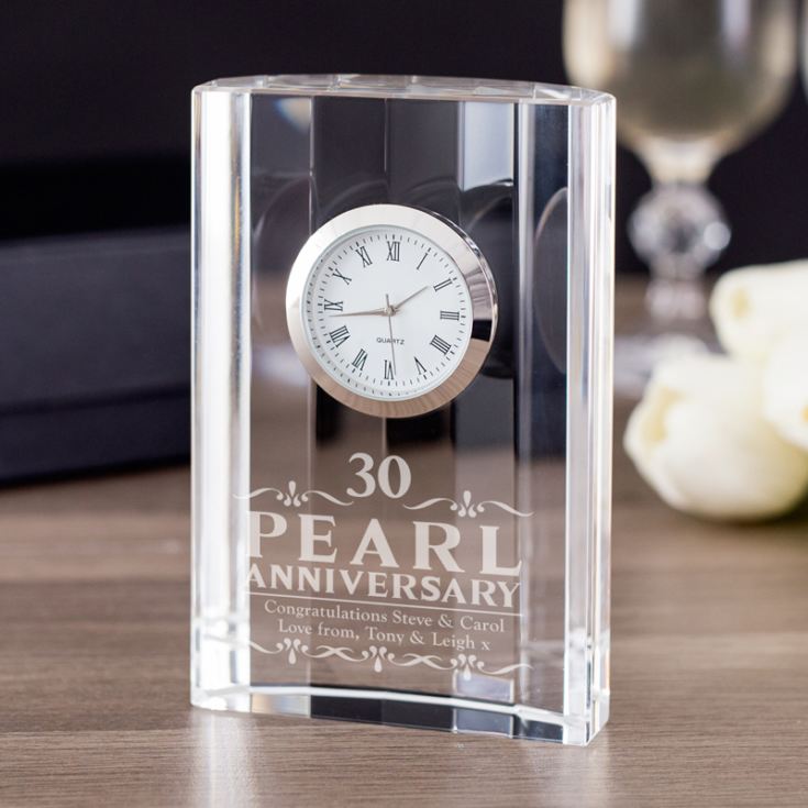 Personalised Pearl Wedding Anniversary Mantel Clock product image