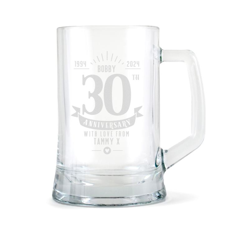 Personalised 30th Anniversary Glass Tankard product image