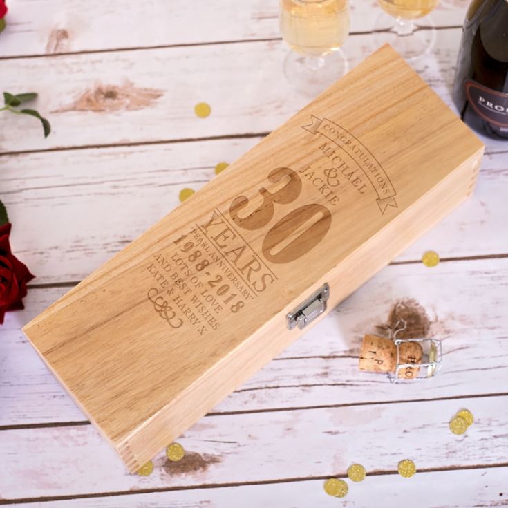 Personalised 30th Wedding Anniversary Luxury Wooden Wine Box product image