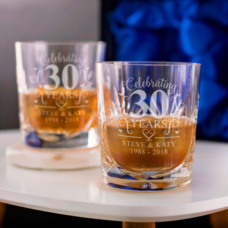 Engraved Cut Crystal Pearl Anniversary Whisky Tumblers product image