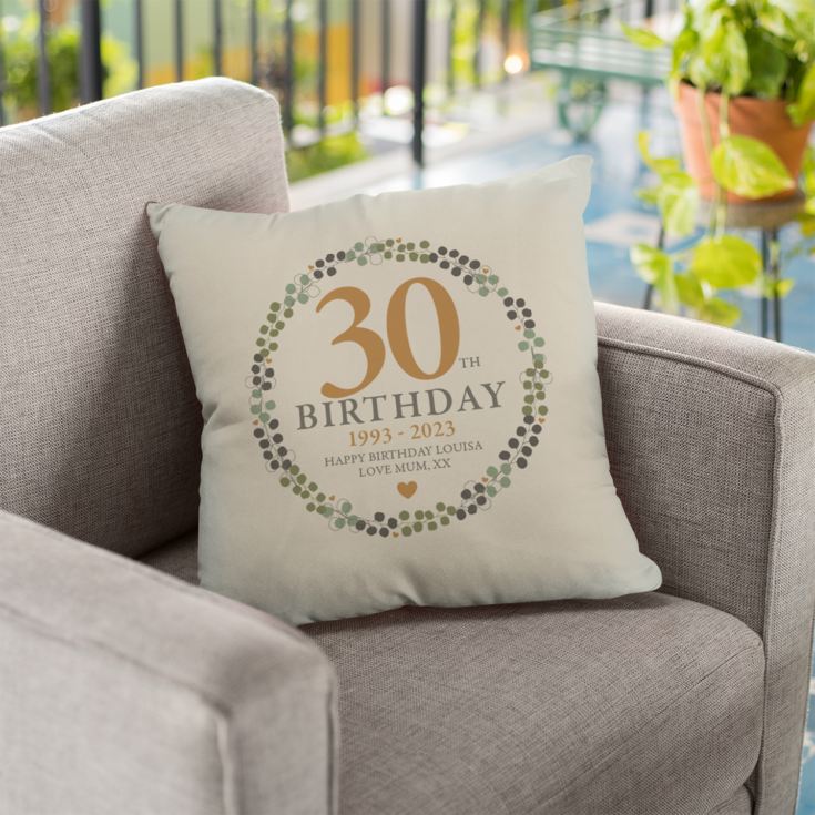 Personalised Luxury 30th Birthday Beige Cushion product image