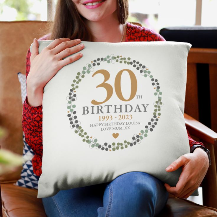 Personalised Luxury 30th Birthday Beige Cushion product image