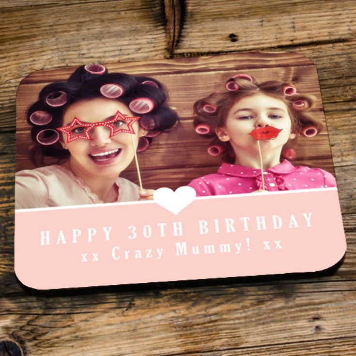 Personalised 30th Birthday Pink Photo Coaster product image
