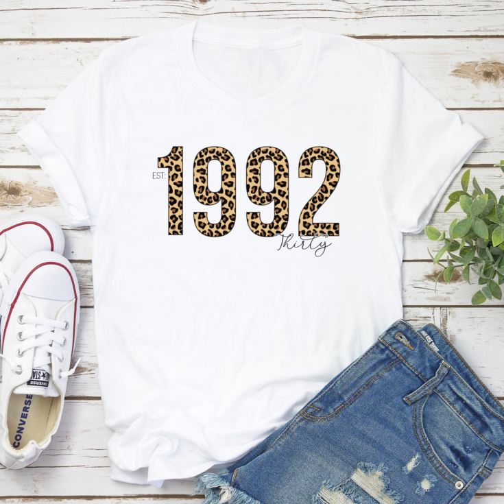 Personalised 30th Birthday Leopard Print T-shirt product image