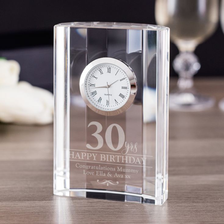 Engraved 30th Birthday Mantel Clock product image