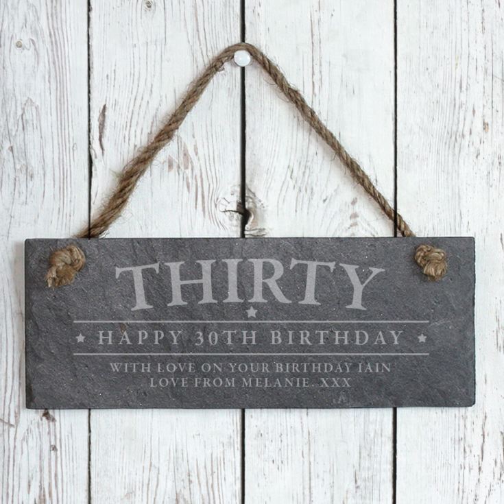 Personalised 30th Birthday Hanging Slate Plaque product image