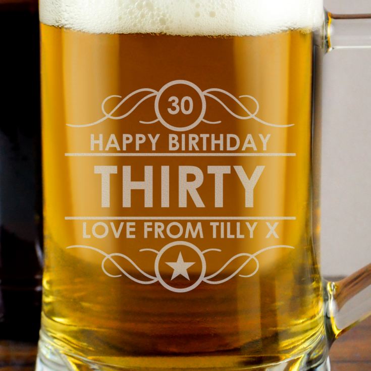 Personalised 30th Birthday Glass Tankard product image