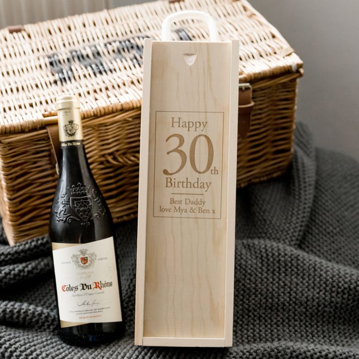 Engraved 30th Birthday Wooden Wine Box product image