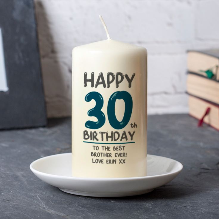 Personalised 30th Birthday Candle Blue product image
