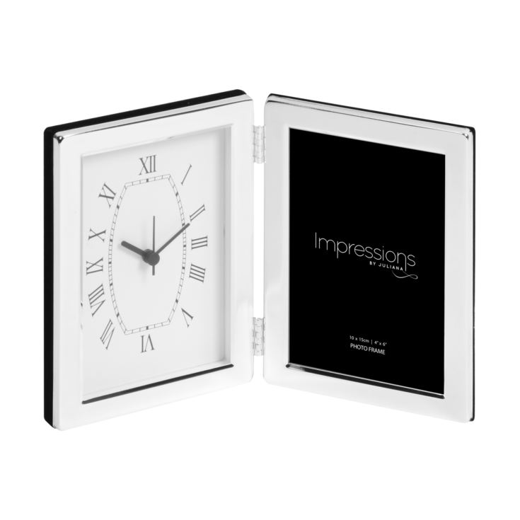 Impressions Silver Plated Hinged Clock & Frame *4" x 6"* product image