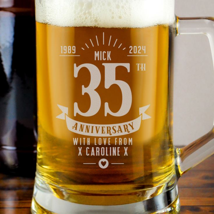 Personalised 35th Anniversary Glass Tankard product image