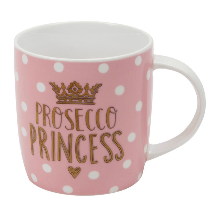 Prosecco Princess Pink Polka Dot New Bone China Mug | The Gift Experience