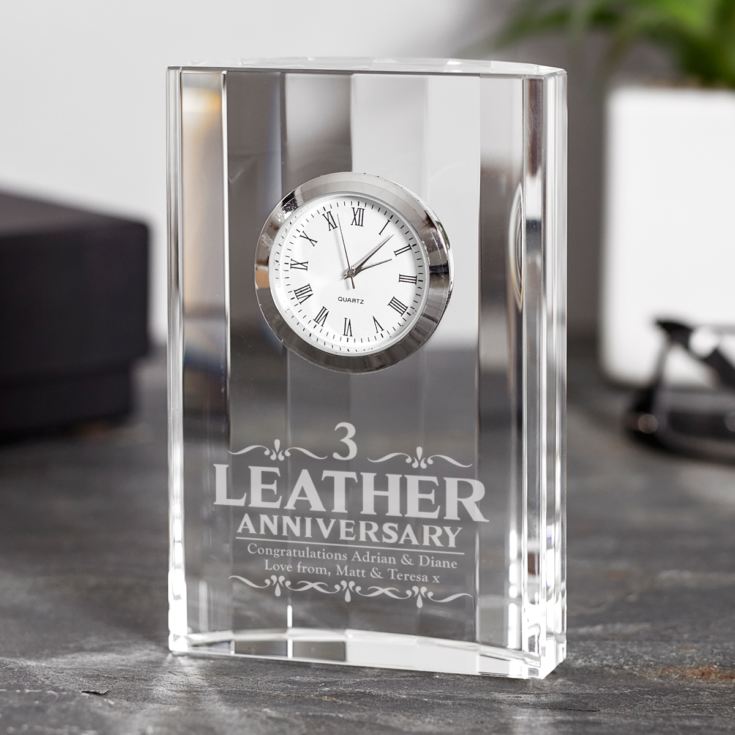 Engraved Third Wedding Anniversary Mantel Clock product image