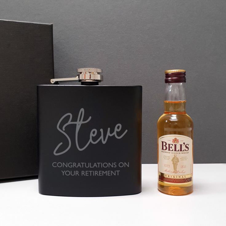 Personalised Hip Flask and Miniature Bells product image