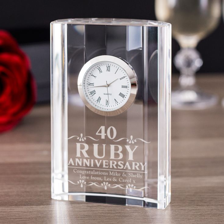 Engraved Ruby Wedding Anniversary Mantel Clock The Gift Experience