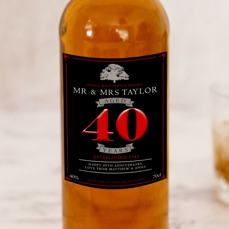 Personalised 40th Wedding Anniversary Single Malt Whisky product image