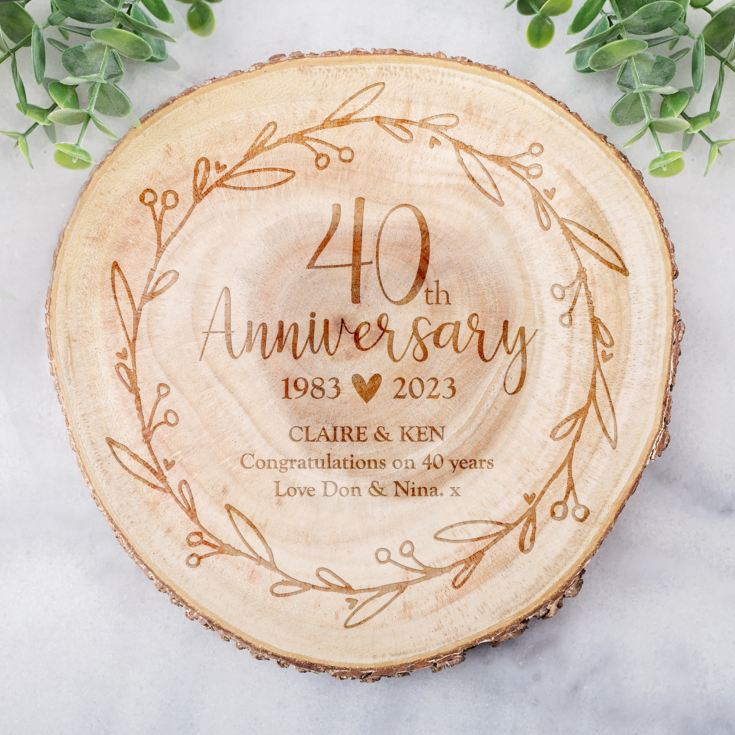 Personalised 40th Anniversary Tree Slice product image