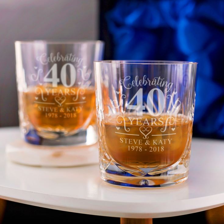 Engraved Cut Crystal Ruby Anniversary Whisky Tumblers product image