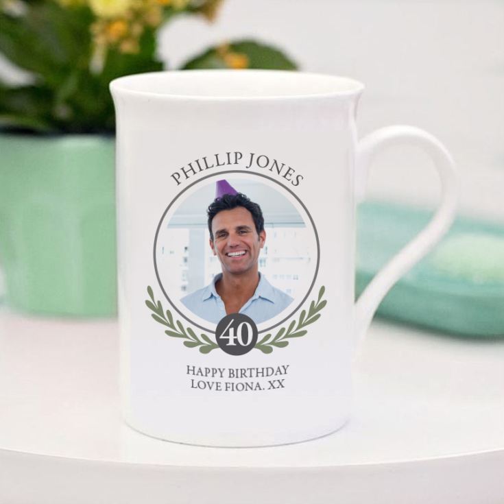 Personalised Photo Upload 40th Birthday Bone China Mug product image