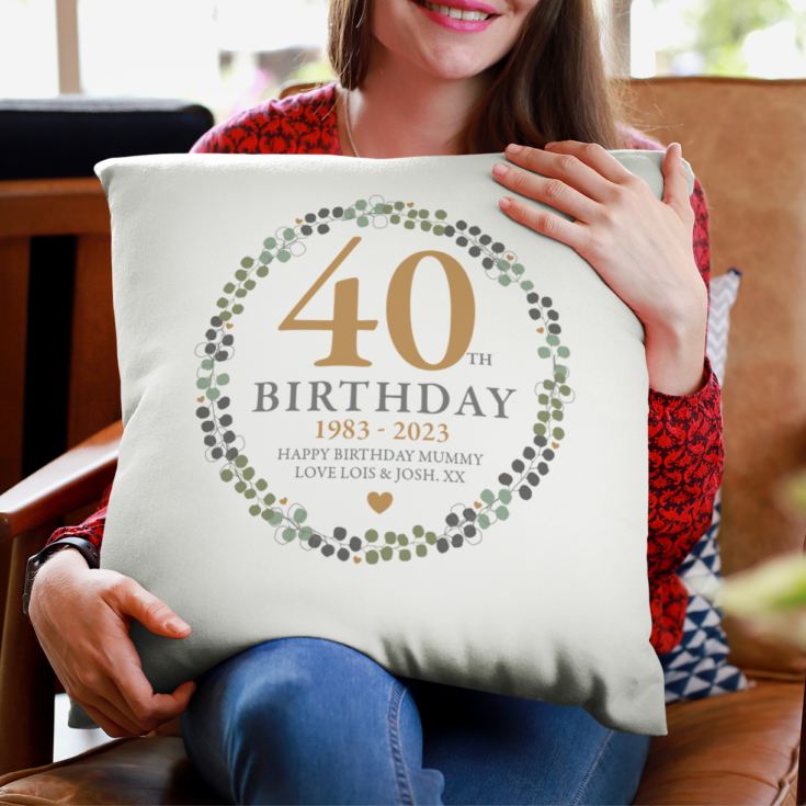 Personalised Luxury 40th Birthday Beige Cushion product image