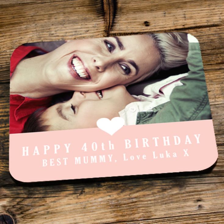 Personalised 40th Birthday Pink Photo Coaster product image