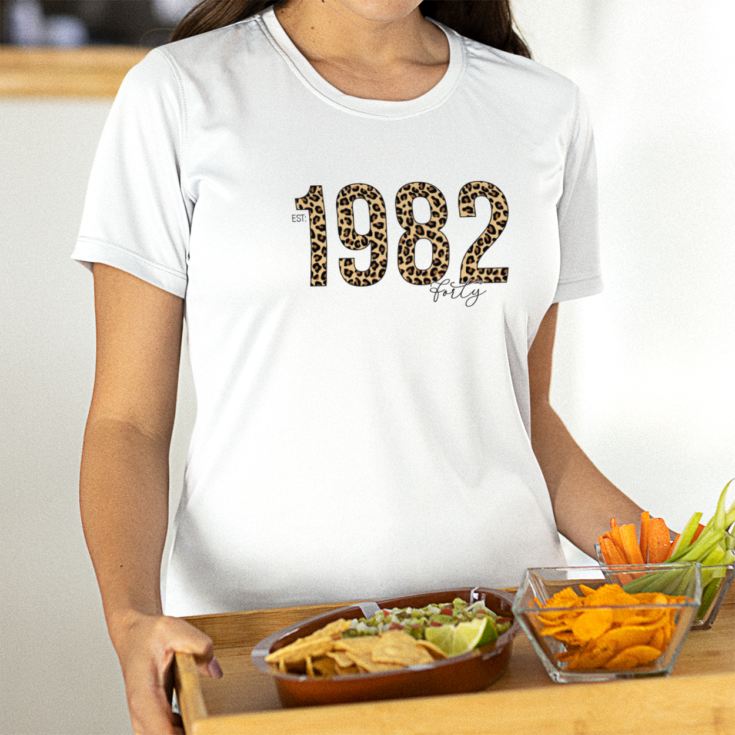 Personalised 40th Birthday Leopard Print T-shirt product image