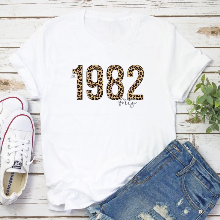 Personalised 40th Birthday Leopard Print T-shirt product image