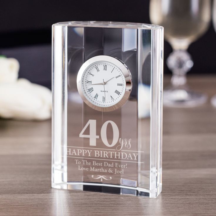 Engraved 40th Birthday Mantel Clock product image
