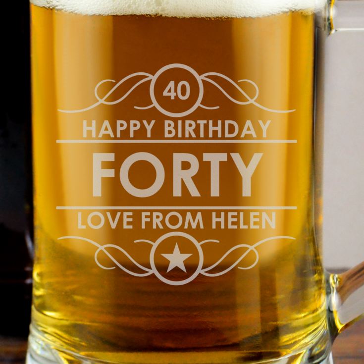Personalised 40th Birthday Glass Tankard product image