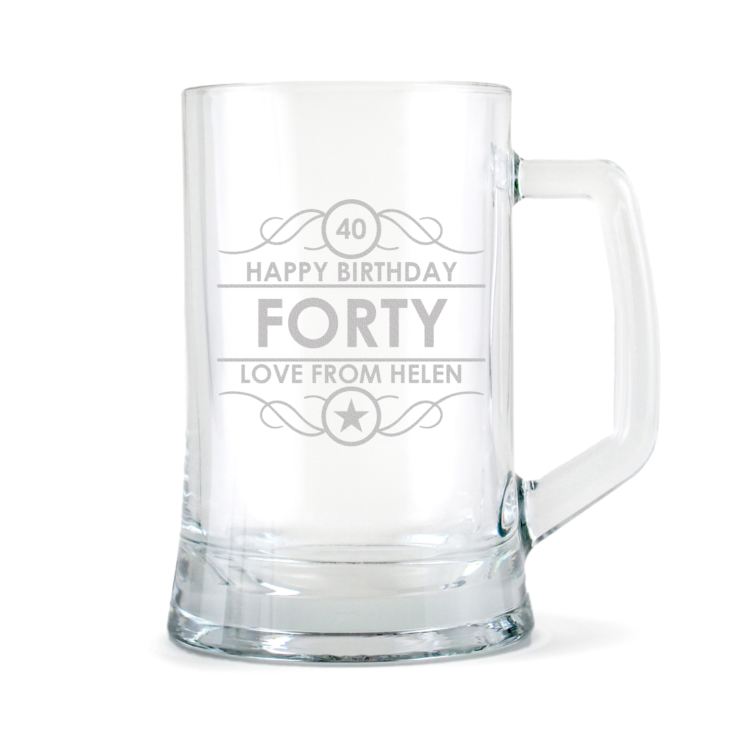 Personalised 40th Birthday Glass Tankard product image