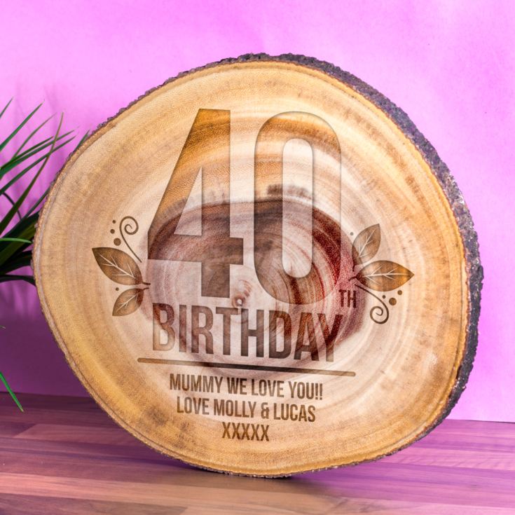 Personalised 40th Birthday Tree Slice product image