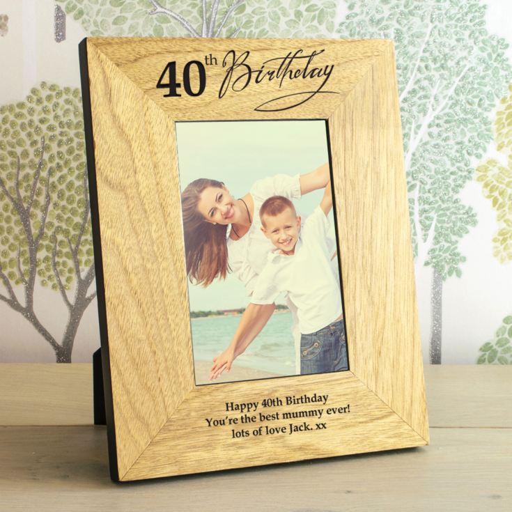 40th Birthday Wooden Personalised Photo Frame product image