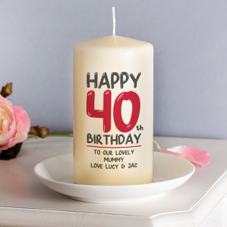 Personalised 40th Birthday Candle Red product image