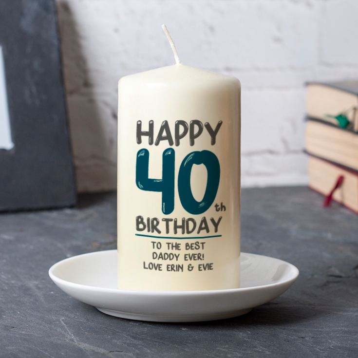Personalised 40th Birthday Candle Blue product image