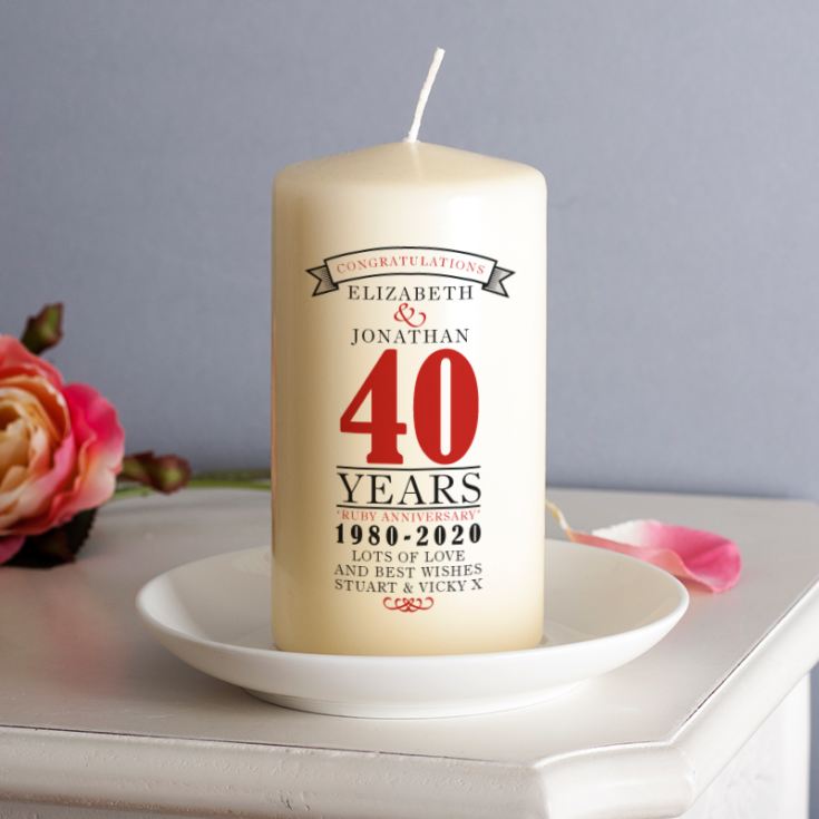 Personalised 40th Anniversary Candle product image